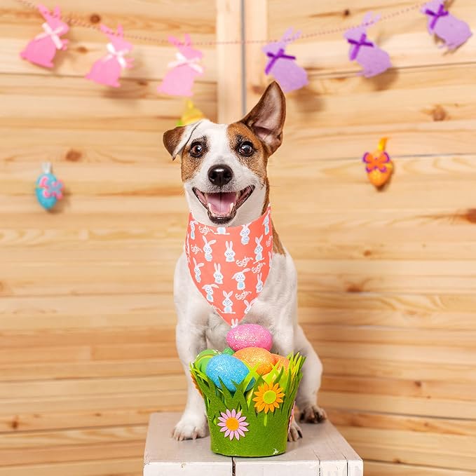 ADOGGYGO Easter Dog Bandana, Multiple Sizes Offered, Reversible Festival Pet Bandana Triangle Dog Scarf for Small Dogs Pets (Small, Easter)
