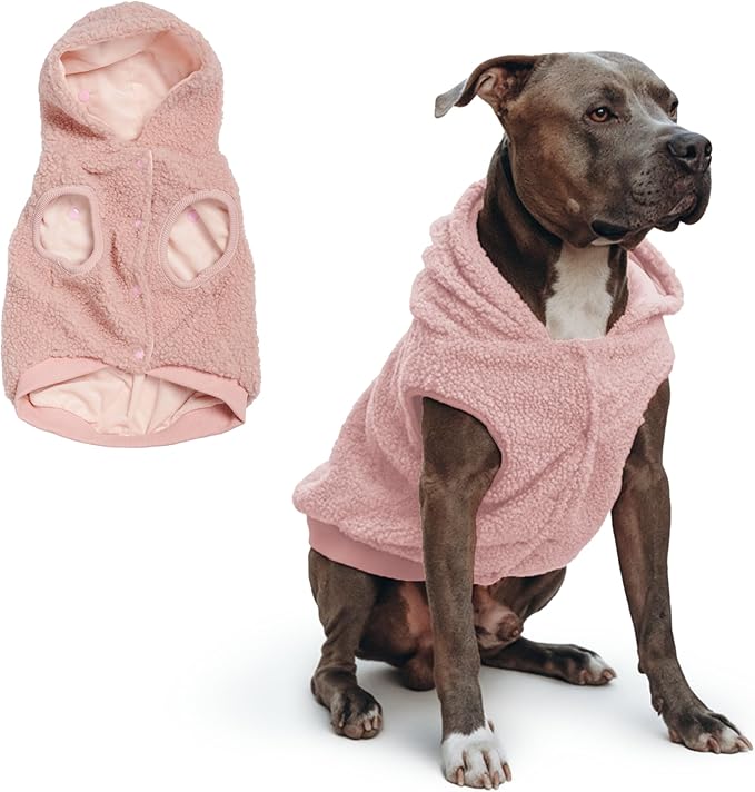 Spark Paws Teddy Dog Sweater, Sherpa Jacket Vest with Warm Fleece Lining, Winter Coat Suitable for Small Medium Large XL XXL Breeds - Pink - 4XL