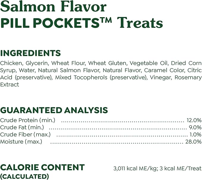 Greenies Feline Pill Pockets for Cats Natural Soft Cat Treats, Salmon Flavor, 3 oz. Pouch (85 Treats)