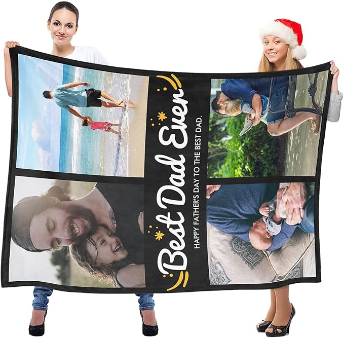 Personalized Dad Blanket, Custom Blanket with Photo, Customized Photo Blankets, Customizable Blankets, Personalized Birthday Gifts for Dad, Baby, Kid, Family