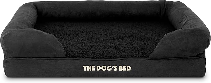 The Dog’s Bed, Medium Black Faux PL, Memory Foam, Pain Relief: Arthritis, Hip & Elbow Dysplasia, Post Surgery, Lameness, Supportive, Calming, Washable Cover