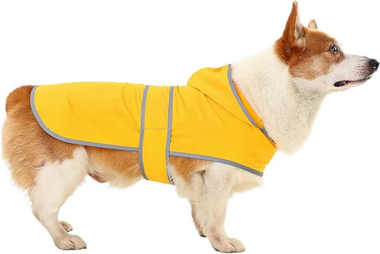 Dog Raincoat Hooded,Waterproof Rain Coat for Dogs with Adjustable Belly Strap,Reflective Strips, Lightweight Slicker Poncho Rain Jacket for Small Medium Large Dogs