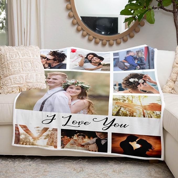 Personalized Anniversary Couple Gifts for Women & Men, Custom Blanket with Photo, Personalized Photo Blanket, Customized Picture Blankets, Custom Birthday Gifts for Him & Her