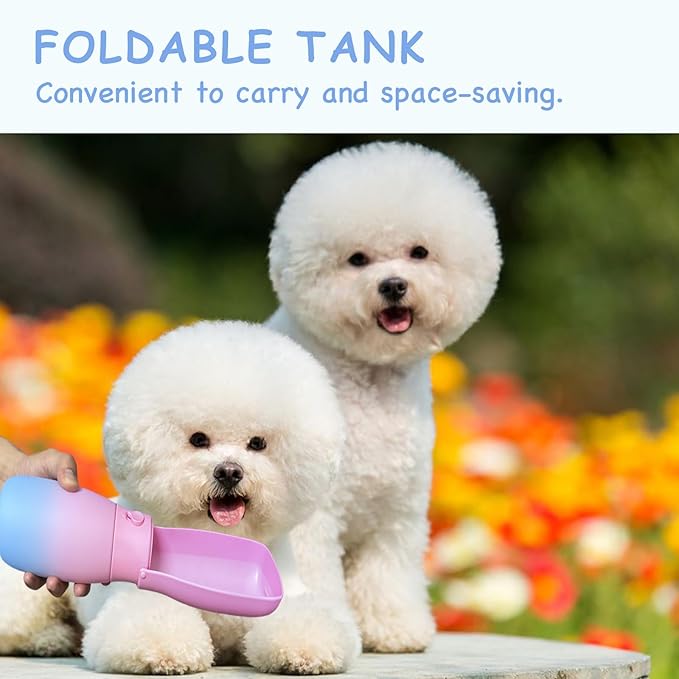 Dog Water Bottle Portable 10Oz, Food Grade Plastic Travel Water Bowl for Puppies Small Medium Large Dogs, Pet Water Dispenser, Pet Essentials for Outdoor Walking Hiking, Dog Gifts