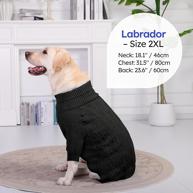 ASENKU Dog Sweater for Medium Dog Girls Boys, Fall Winter Turtleneck Long Sleeve Pet Christmas Sweater, Pullover Sweatshirt for Dachshund, Westie(Grey,Large)