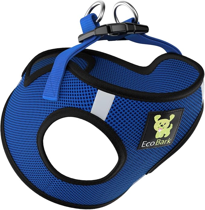 EcoBark Step in Dog Harness - Eco-Friendly Dog Harnesses for Small and Medium Breed Dogs - Reflective and Adjustable Body Halter Vest - Soft Mesh Toy Breed Harness (Royal Blue, Large)