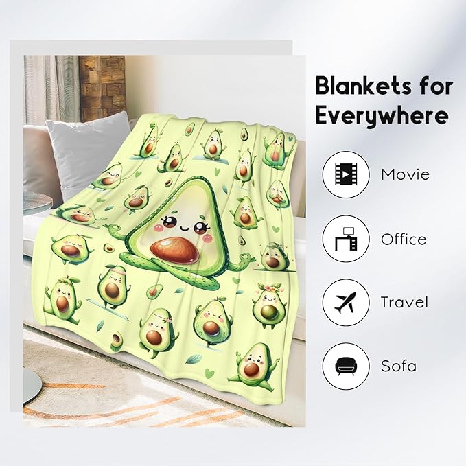 Girls Blankets Gifts, Avocado Blanket for Girls, Avocado Gifts for Kids Toddlers Daughter, Fluffy Flannel Throw for Sofa Couch, 30"x40"