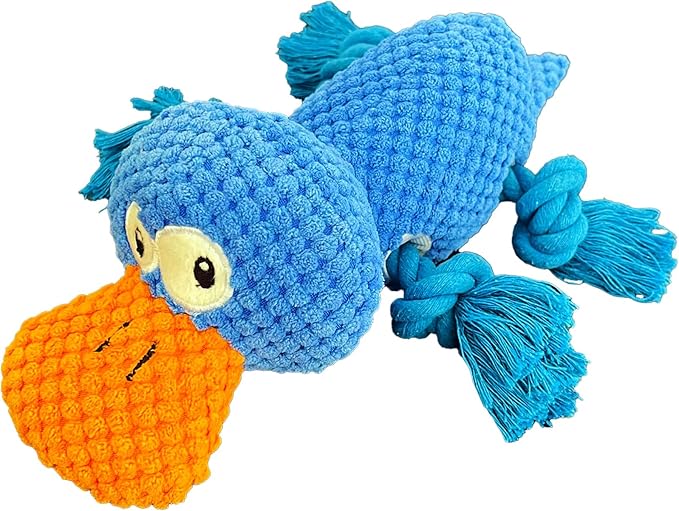 Upgraded Indestructible Dog Toys, Double Reinforced Fabric and Wrinkled Paper Plush Toys for Small, Medium and Large Dogs, Durable Dog Squeaky Toys, Teething Puppy Chew Toys (Blue)