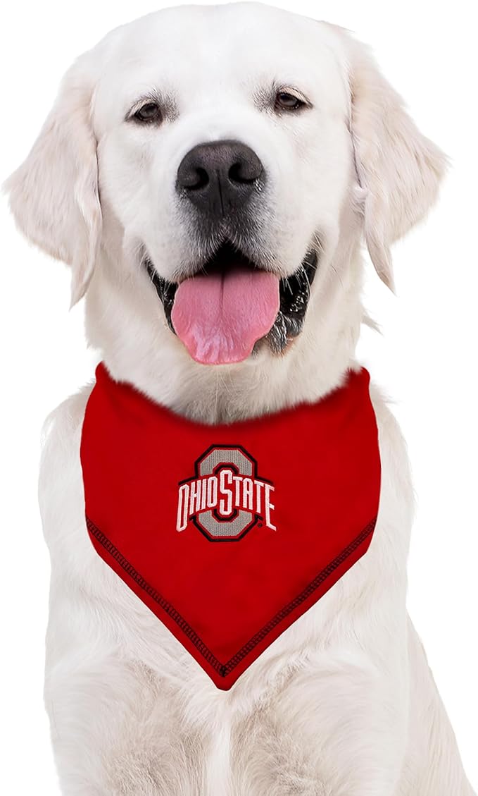 NCAA Ohio State Buckeyes Tie Bandana, Large/x-Large. Dog Bandana Scarf Bib for Pet Cat Dog. The Ultimate Game-Day, Party Bandana