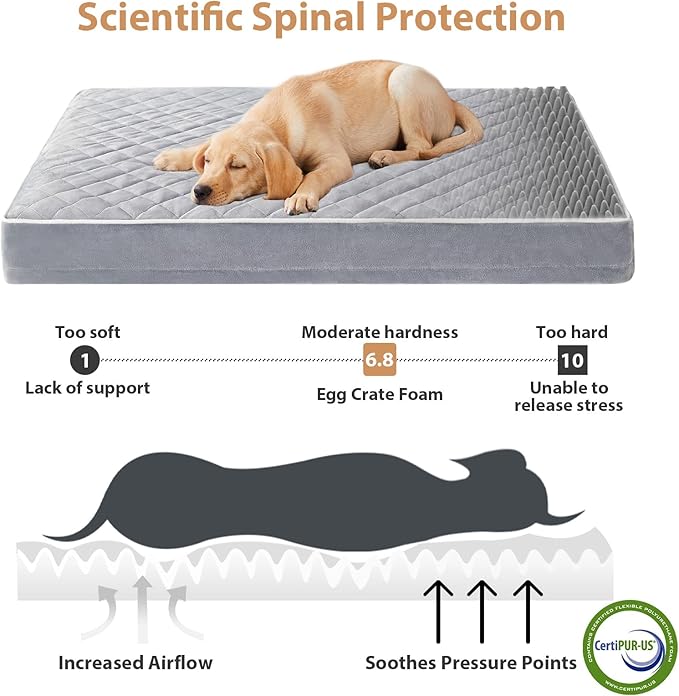WNPETHOME Orthopedic XL Dog Beds Large Sized Dog, Waterproof Extra Large Dogs Bed with Removable Washable Cover, Multi-Needle Quilting Dogs Crate Bed