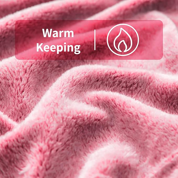 FY FIBER HOUSE Leopard Print Hot Pink Throw Blanket Fluffy Flannel Fleece Soft Throw Home Decor for Couch, 50"X60"