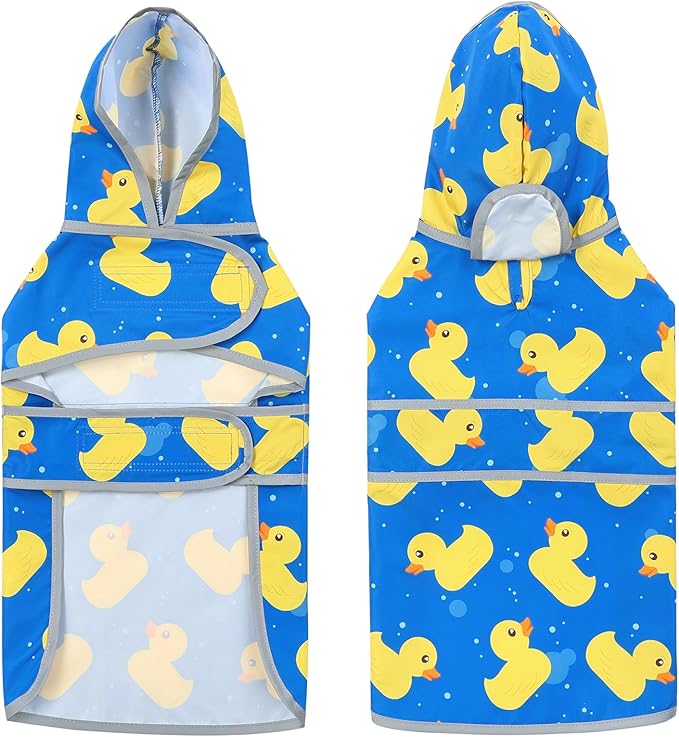Dog Raincoat Hooded,Waterproof Rain Coat for Dogs with Adjustable Belly Strap,Reflective Strips, Lightweight Slicker Poncho Rain Jacket for Small Medium Large Dogs