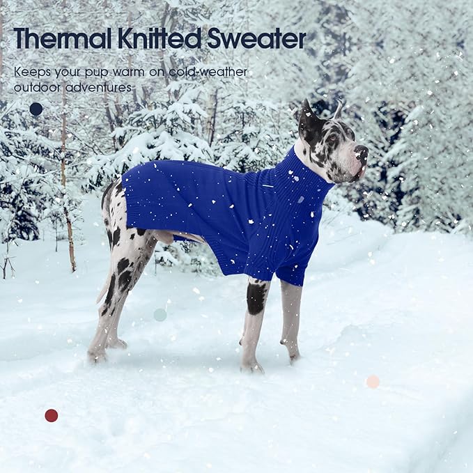 IECOii XL Dog Sweater,Winter Doggy Clothes for Large Dogs Girl Boy,Warm Pullover Soft Dog Sweater Turtleneck,Lightweight & Good Stretch for Active Dogs Like Beagle,Border Collie (Royal Blue,XLarge)