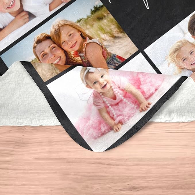 Personalized Blanket with Photo, Custom Blanket, Customized Picture Blankets, Customizable Photo Blankets, Personalized Mothers Day Birthday Gifts for Mom, Baby, Kid, Family