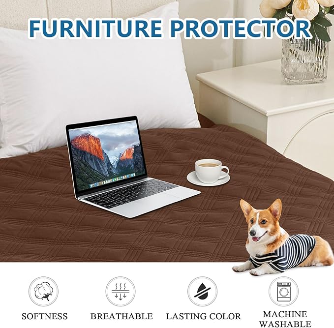 hyha Waterproof Dog Blanket, Reversible Pet Bed Blanket, Soft Sofa Couch Cover for Dogs Washable, Waterproof Pet Couch Covers for Sofa Puppy Cats Furniture Protector(30"x53", Brown/Chocolate)