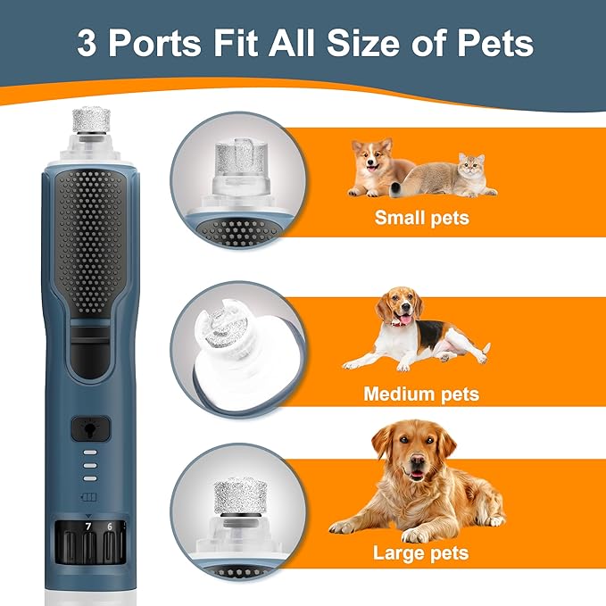 Dog Nail Grinder 7-Speed & 360° LED Light, Professional Pet Nail Grinder for Dogs and Cats, Electric Dog Nail Trimmer Painless Paws Grooming & Smoothing Tool for Large Small Dogs Cats Pets
