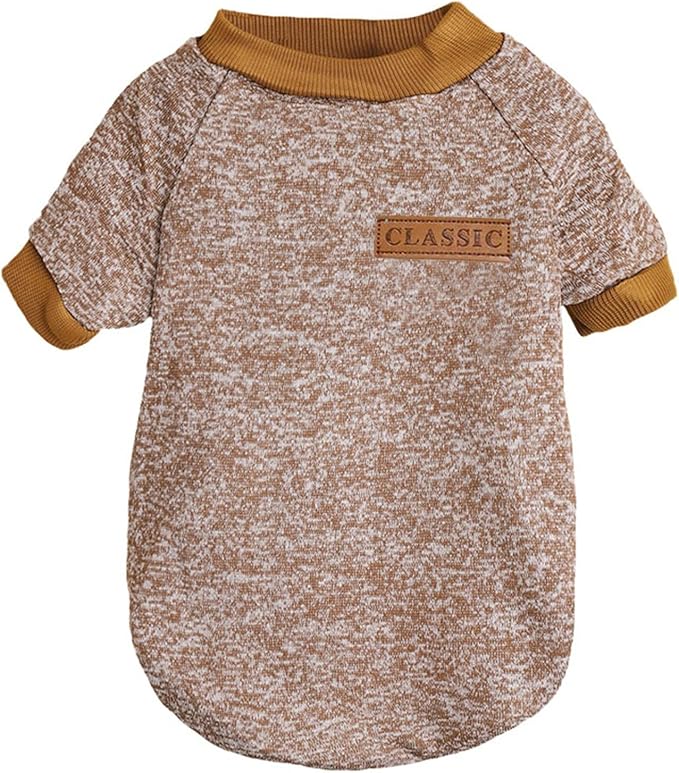 Jecikelon Dog Clothes Dogs Sweater Soft Puppies Clothing Winter Puppy Sweaters Warm Outfit for Dogs Small XXS XS Cat Apparel (Khaki, S)