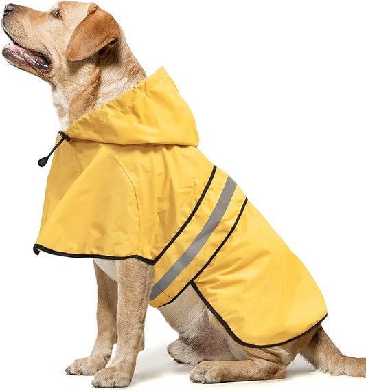 Raincoat for Dogs - Waterproof Reflective Rain Coat Slicker Poncho, Lightweight Safety Dog Raincoat Jacket for Small, Medium, Large Dogs (X-Large, Yellow)