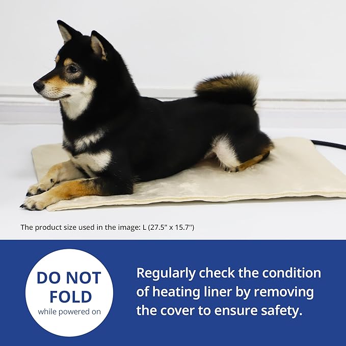 NICREW Pet Heating Pad for Dogs and Cats, Heated Dog Bed with Steel-Wrapped Cord and Soft Fleece Cover, 27.5 x 15.7 Inches, 50 Watts