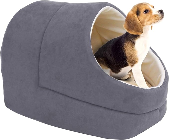 4 in 1 Self Warming Burrow Cat Bed, Pet Hideway Sleeping Cuddle Cave (Grey-2)