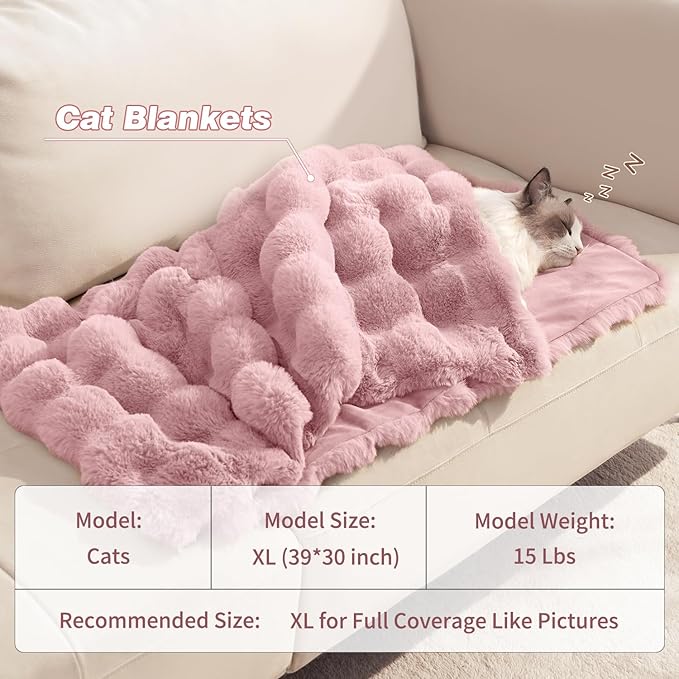 Dog Blanket Ultra Soft Fuzzy Faux Fur Cat Blankets for Indoor Cats Ultra Soft Plush Faux Fur Machine Washable Reversible Pet Throw Protector for Couch Furniture 39"X 30" Pink
