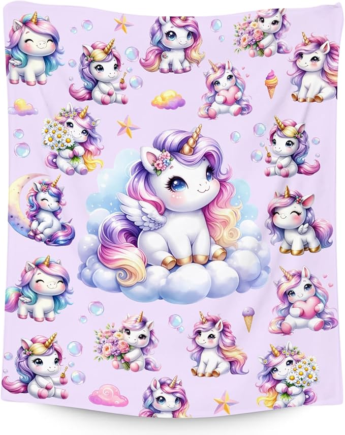 Gifts for Girls, Unicorn Blanket Gifts for Kids Unicorn Lovers, 30"x40" Soft Flannel Throw for Toddlers Granddaughter