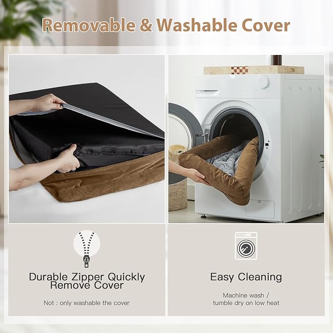 WNPETHOME Giant Dog Bed, Washable Dog Couch with Removable Waterproof Cover, Orthopedic Large Pet Sofa Bed with Bolster Sides for Sleeping