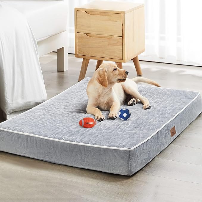 WNPETHOME Orthopedic Dog Beds for Large Dogs, Extra Large Waterproof Dog Bed with Removable Washable Cover, Egg Crate Foam Pet Bed, XL Dog Crate Bed