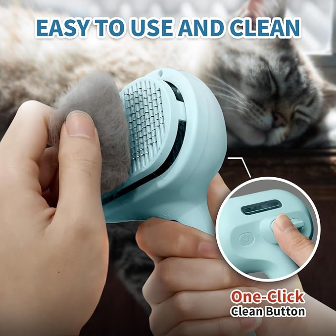 Cat Steam Brush for Shedding, 3 In 1 Self Cleaning Steamy Pet Brush Anti Static Flying Hair Spray Cat Comb for Long and Short Hair Pets Grooming Remove Loose Haired Reduce Shedding (Blue)