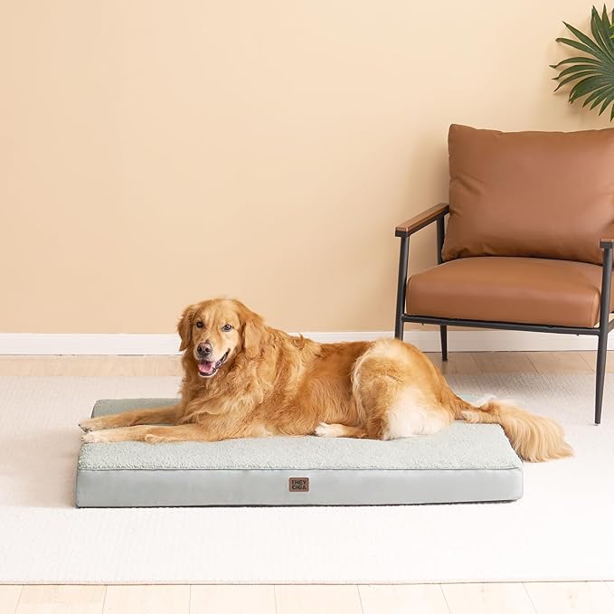 EHEYCIGA Orthopedic XL Dog Beds for Extra Large Dogs with Removable Washable Cover, Greyish Green, 44x32