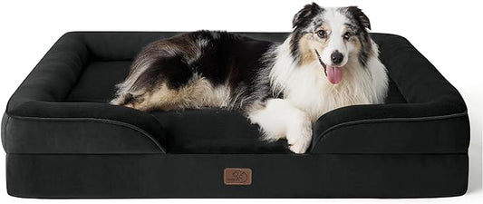 Bedsure XL Orthopedic Dog Bed for Extra Large Dogs - Washable XLarge Dog Cat Bed Waterproof, Comfort Dogs Couch Sofa with Washable Removable Cover, Pet Bed with Nonskid Bottom, Black, 42"