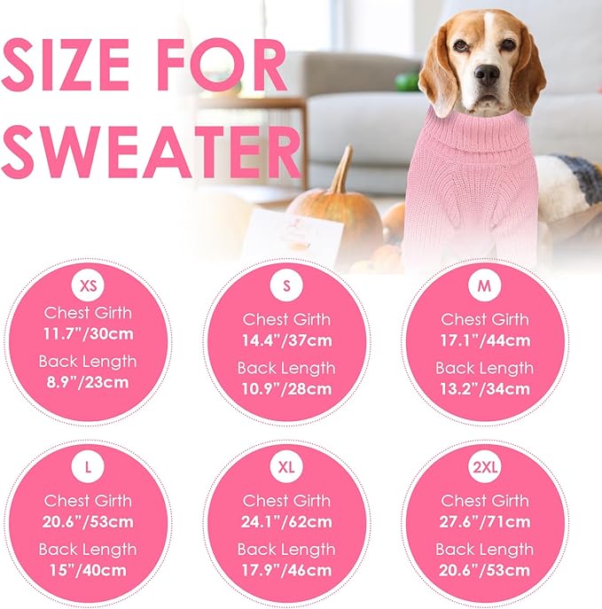 SUNFURA Dog Sweater Large Size Dogs, XL Dog Sweaters for Winter, Extra Large Breeds Girl Boy Pullover, Pet Knitted Knitwear Fall Sweatshirt for Pitbull, Labrador Retriever, Pink X-Large