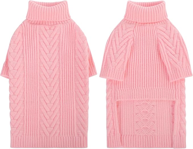 Dog Knitted Sweaters for Medium Large Dogs, Dog Winter Turtleneck, Pet Warm Pullover Thick Sweatshirt Beagle, Bulldog, Husky, Golden Retriever, Labrador, Samoyed, Rottweiler Pink XL