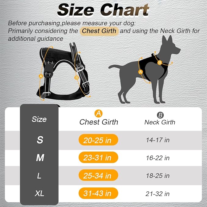 BARKBAY Service Dog Vest Tactical Dog Harness Medium Large Sized Dog Tags Personalized No Pull Adjustable Harness Reflective K9 Working Training Easy Control Military Molle System(Black,S)