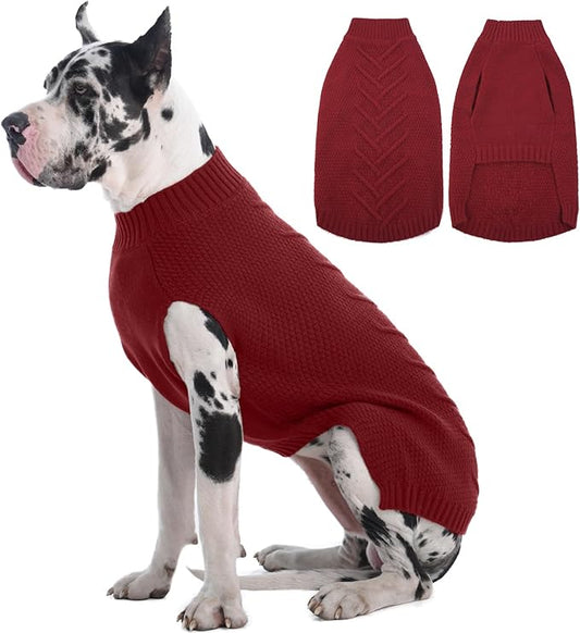 IECOii Great Dane Sweater, 5XL Dog Sweater for Extra Large Dogs, XXXXXL Dog Sweaters Christmas, Warm Winter Sweaters for Giant Breed Male Female Dogs, Pullover Knitwear Sleeveless, DarkRed - 5XL