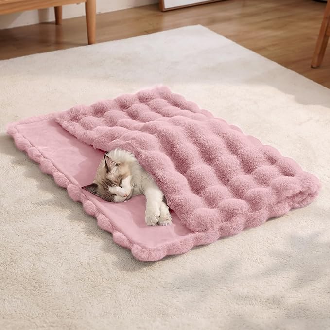 Dog Blanket Ultra Soft Fuzzy Faux Fur Cat Blankets for Indoor Cats Ultra Soft Plush Faux Fur Machine Washable Reversible Pet Throw Protector for Couch Furniture 39"X 30" Pink