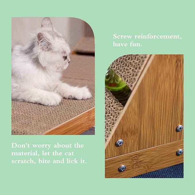 Cardboard Scratching Post with Bevel, 23.6-inch L-Shaped Scratching Post, All-Around fit, Allowing Cats to Stretch and Scratch, Built-in Toy Ball, Furniture Protection, Suitable for Indoor use