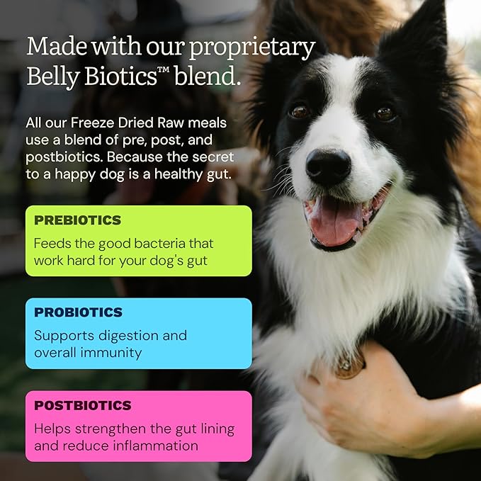 Get Joy Freeze Dried Raw Beef Dog Food, High Protein Grain Free Meal, Topper & Treat, Gut Health Support with Probiotics, Small to Large Breed, 32oz Bag