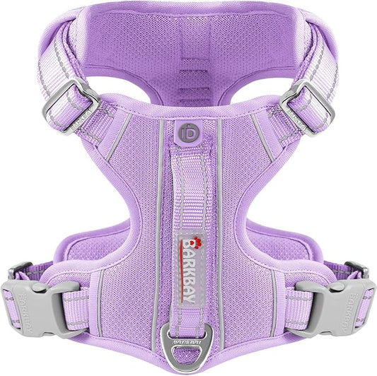 BARKBAY Dog Harness No Pull with ID Tag Pocket - Heavy Duty, Reflective, Easy Control for Large Dogs(Violet Purple,M)