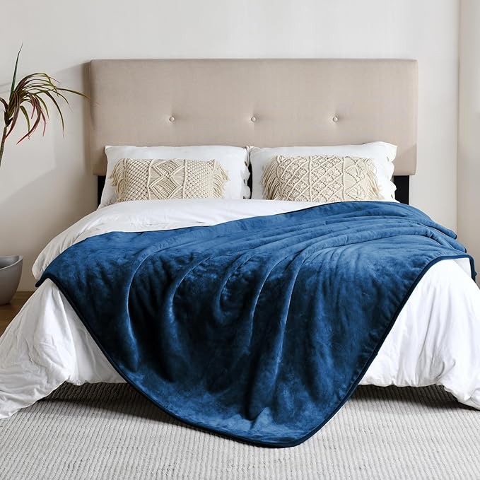 Waterproof Blanket for Bed Couch Sofa, Soft Liquid Pee Proof Pet Blanket for Dog Puppy Cat, Reversible Sherpa Fleece Furniture Protector (Navy Blue, 60x80 inches)