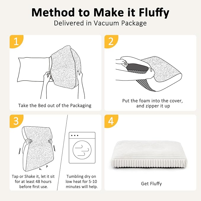 Dog Bed Medium Size Dog, Flat Pet Beds with Removable Washable Cover, Pet Mat Cute Crate Bed Thick Shredded Chopped Crate Foam & Anti Slip Bottom for Indoor, 29"x21"x3" Cream