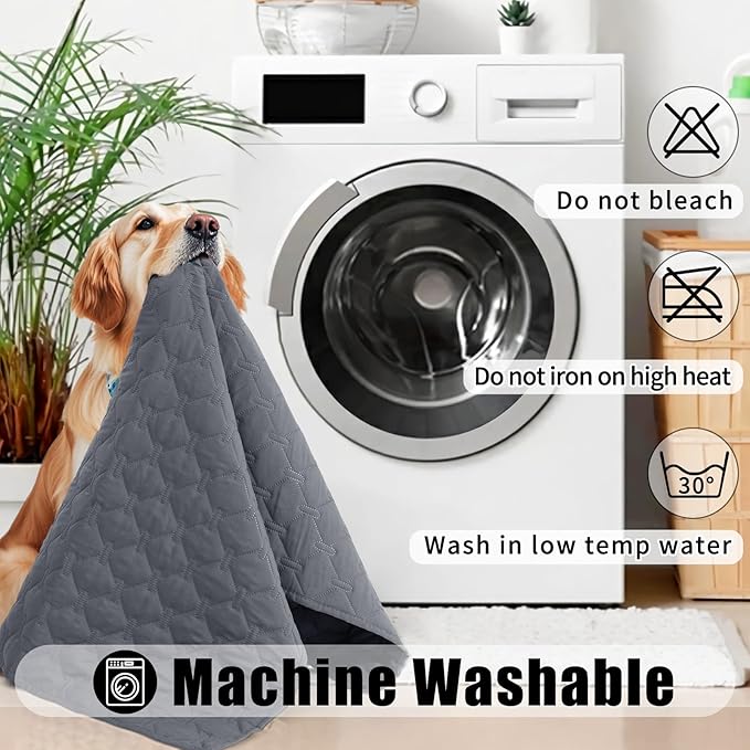 Smiry Waterproof Dog Bed Cover Blanket, Soft Reversible Pet Blanket, Washable Leakproof Cats Dogs Couch Cover for Sofa, Couch, Furniture (52x82 Inch, Grey/Dark Grey)