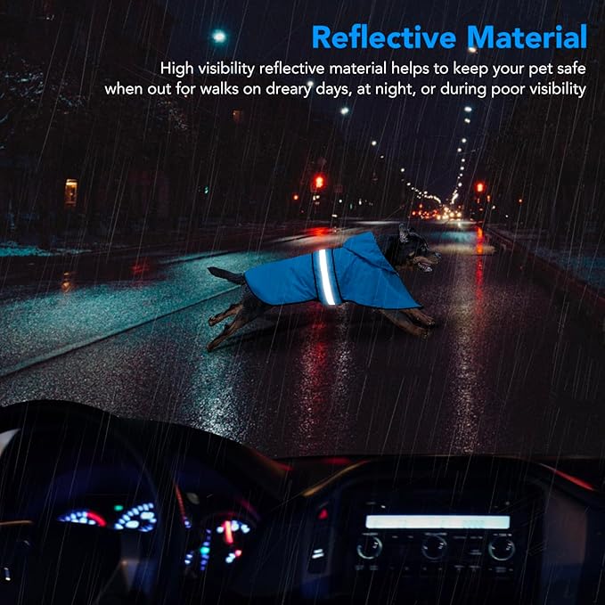 Waterproof Dog Raincoats - Hooded Raincoats for Dogs, Adjustable Reflective Dog Rain Coat, Windproof Dog Rain Jacket Pet Rain Slicker Poncho for Small, Medium, Large Dogs (Small, Blue)