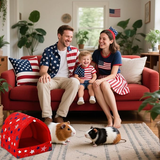 UPINS 2 Pack Guinea Pig Bed, Guinea Pig Hideout Washable Small Animal House Cage Accessories for Dwarf Rabbits Chinchillas Hamsters Hedgehogs Ferrets Bearded Dragons and Rats