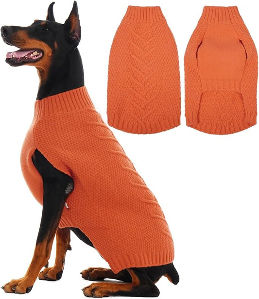 IECOii Dog Sweaters for Large Dogs - XXL, Warm Pullover Vest Knitted Dog Sweatshirt for Extra Large Dogs, Suitable for Golden Retriever, Pitbull - Orange, Size 2XL