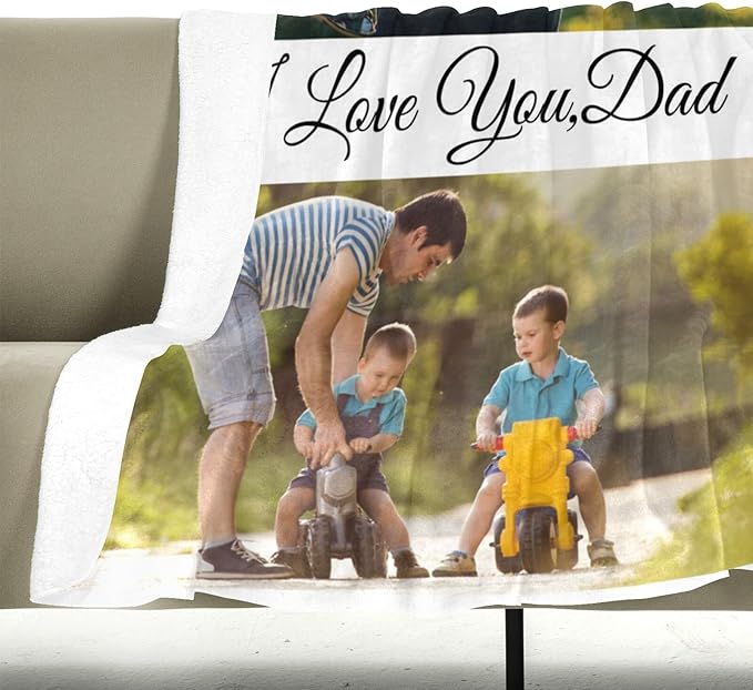 Personalized Dad Blanket, Custom Blanket with Photo, Customized Picture Blankets, Customizable Blankets, Personalized Birthday Gifts for Dad, Baby, Kid, Family