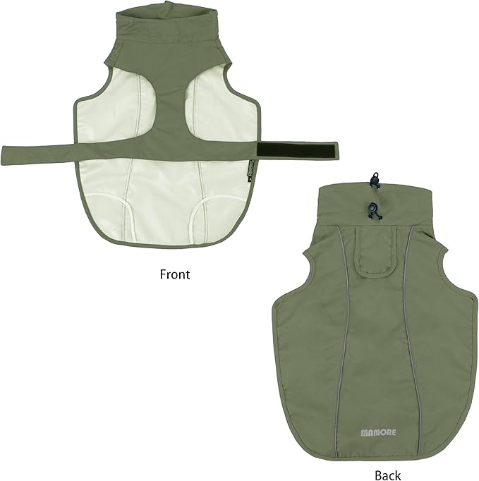 Adjustable Waterproof Dog Raincoat for Dogs,Lightweight Pet Rain Jacket Puppy Clothes with Reflective Strip for Small Medium Large Dogs (Army Green, Small)