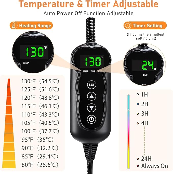 INVENHO Heated Cat Bed, Waterproof Adjustable Temperature Dog Cat Heating Pad with Timer, Indoor Pet Heating Pad for Cats Dogs Electric Pads for Dogs Cats, Pet Heated Pad