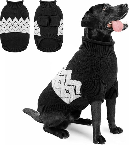 Queenmore Warm Dog Sweater, Soft Pet Knitwear, Knitted Pullover, Winter Pet Clothes for Small Medium Dogs Cats