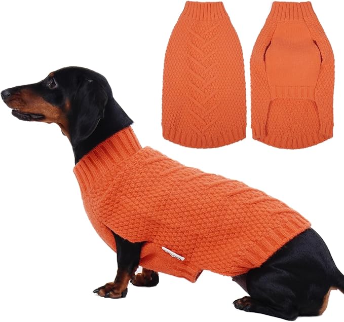 IECOii Dog Sweater - Warm Sleeveless Pullover for Large Dogs, Winter Sweaters for French Bulldog, Orange